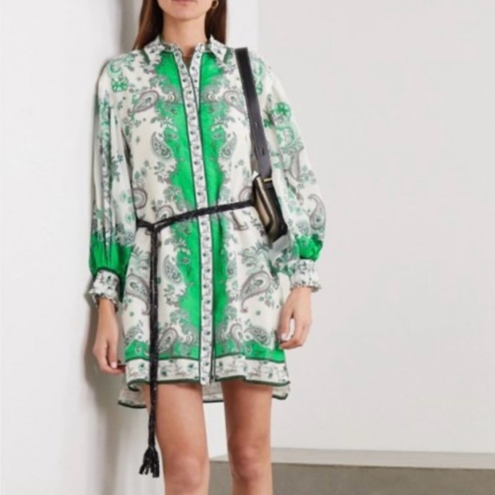Alice + Olivia Green Paisley silk Women's Dress